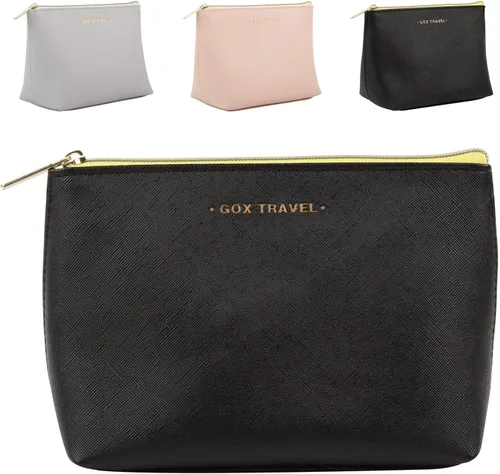 Miniatura 7 de GOX Bolsa de cosméticos de gran capacidad para maquillaje, bolsa de viaje, organizador de accesorios, neceser para mujeres y niñas, color negro