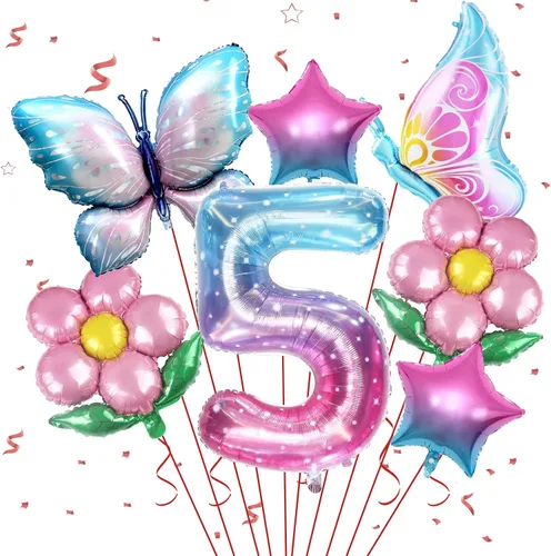 Miniatura 12 de Decoraciones de cumpleaños de sirena para la 7ª niña, kit de globos rosa y azul, globos de cola de mar para niñas, fiesta de sirena, baby shower