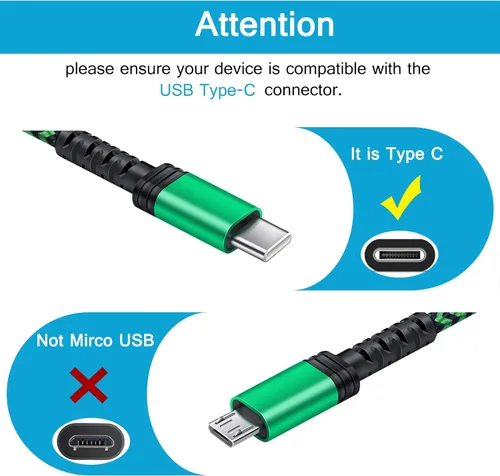 Miniatura 2 de Cable de carga rápida Android de 6 pies, cable de teléfono USB A a tipo C, cable de automóvil para Samsung Galaxy S26 Púrpura+Verde+Roserd++ Azul
