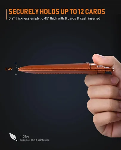 Miniatura 5 de Buffway - Billetera delgada minimalista de cuero con protección RFID para hombre y mujer