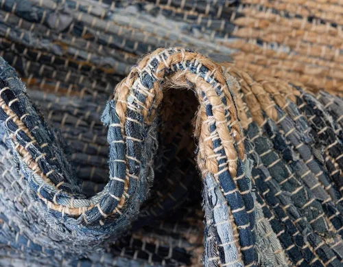 Miniatura 8 de Unique Loom Chindi Jute Collection - Alfombra rectangular (2' x 3' 1", rectangular, azul marino/natural)