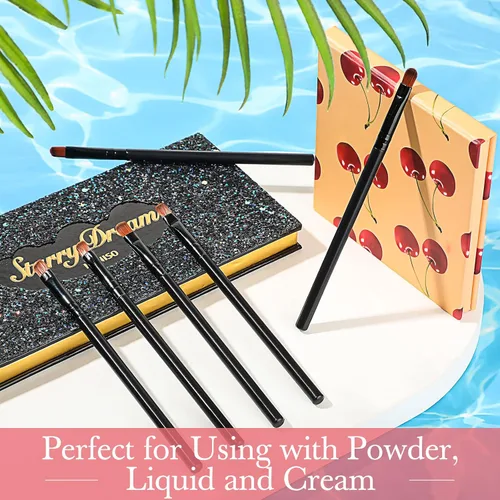Miniatura 6 de Patelai 48 brochas de maquillaje planas, pinceles para corrector de labios planos, pequeños cepillos portátiles para cejas, corrector de cejas Negro