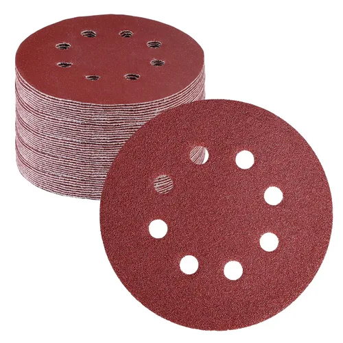 Miniatura 24 de WORKPRO Juego de discos de lija de 50 piezas – Papel de lija de 8 agujeros de 5 pulgadas, 5 grados, incluye 60, 80, 120, 240, 320 granos