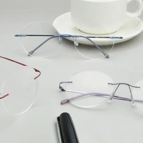 Miniatura 2 de Eyekepper Paquete de 3 lentes de lectura redondos de metal sin montura para mujeres y hombres, lectores circulares sin marco (azul/rojo/púrpura) +