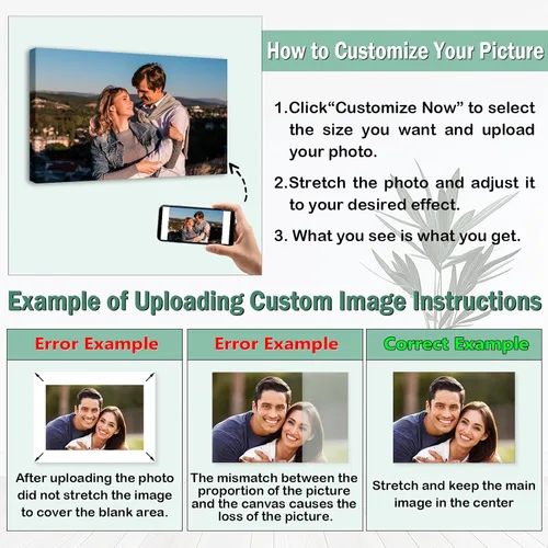 Miniatura 6 de YYYYHPP Impresiones en lienzo con tus fotos, arte de pared personalizado de foto a lienzo, impresión en lienzo para boda, familia, bebé, mascotas