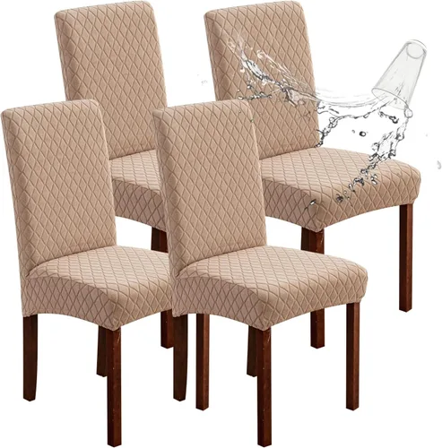 Miniatura 9 de Genina Fundas impermeables para sillas de comedor, fundas elásticas de jacquard para sillas de comedor, extraíbles y lavables, protector de silla