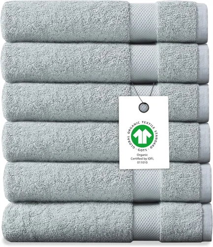 Miniatura 42 de Toalla de baño de felpa de algodón orgánico de lujo Certificado GOTS y OEKO-TEX Toallas de calidad hotelera premium Tecnología Feather Touch