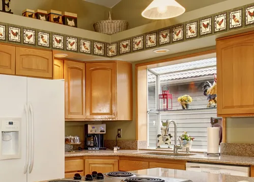 Miniatura 3 de CONCORD WALLCOVERINGS ™ Papel Pintado Frontera País Patrón Gallos En Marcos Para Casa De Cocina Comedor, Verde Crema Marrón, 15 pies Por 8 in 5507800