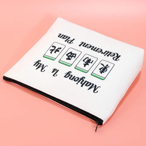 Miniatura 5 de JXGZSO Novedad Mahjong Cosméticos Bolsa Mahjong Amante Regalo Mahjong is My Retirement Plan Board Game Zipper Purse Gift Lucky Mahjong Player