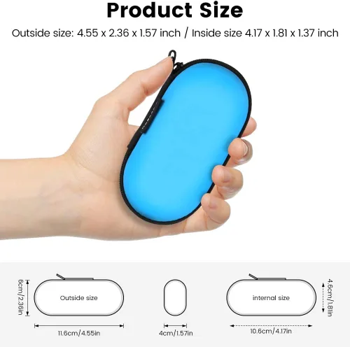 Miniatura 6 de Funda para auriculares, RISETECH Estuche de transporte para auriculares EVA con cremallera, bolsa de almacenamiento para auriculares, pequeña, Rojo