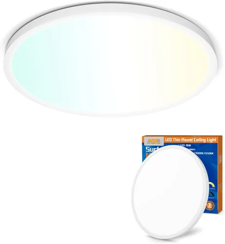 Miniatura 9 de Allsmartlife - Juego de 2 lámparas de techo empotradas, lámpara de techo LED redonda regulable CCT 3000K/4000K/6500K, lámparas de 24W de 12 pulgadas