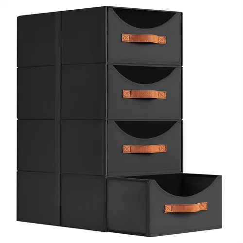 Miniatura 15 de Homsorout Cajones de almacenamiento apilables, contenedores de almacenamiento plegables con cajones, paquete de 8 cestas organizadoras de estantes