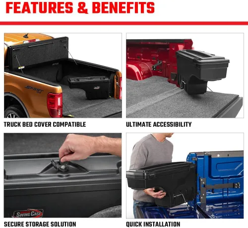 Miniatura 4 de UNDERCOVER Caja de almacenamiento de camiones de caja fuerte de caja fuerte SC401P Se adapta a 2005-2021 Toyota Tacoma Passenger Side