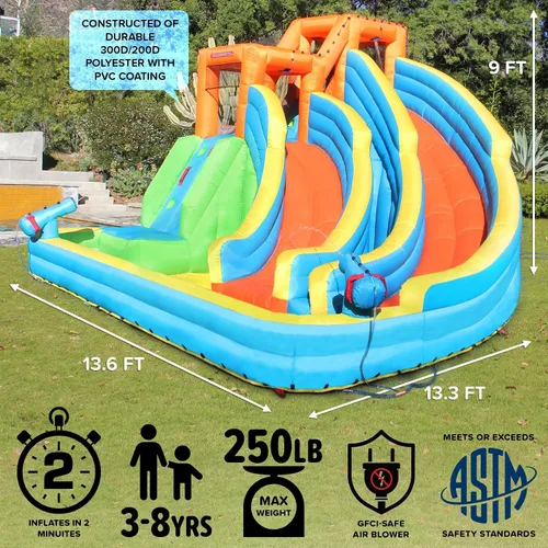 Miniatura 8 de Mi primer tobogán inflable de agua Sportspower, picos gemelos