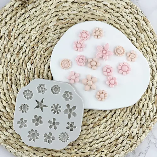 Miniatura 3 de Moldes de arcilla polimérica de flores, 2 moldes de arcilla polimérica para la fabricación de joyas, moldes de silicona en miniatura de margaritas