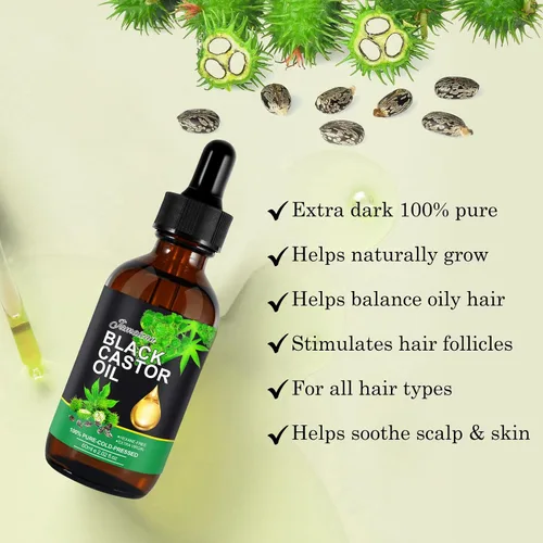 Miniatura 5 de Aceite de ricino negro jamaicano, aceite de ricino orgánico prensado en frío sin refinar, aceite de ricino natural puro para el crecimiento