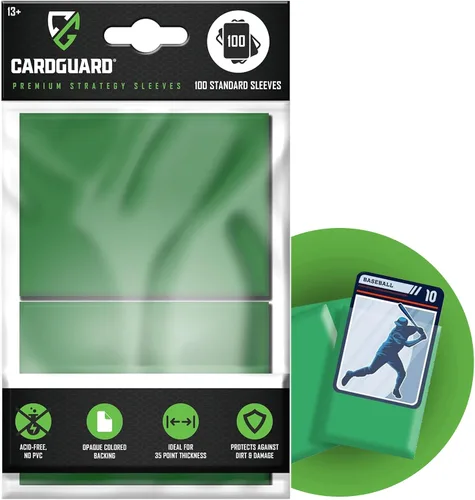 CardGuard Fundas transparentes de alta calidad, 100 unidades, tamaño estándar para Pokémon, tarjetas deportivas, béisbol, fútbol y tarjetas Verde