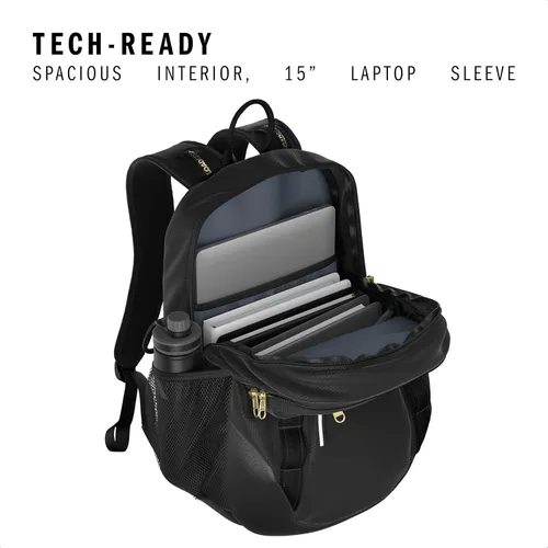 Miniatura 2 de Mochila Excelerator con funda para portátil, bolsa deportiva para hombres y mujeres, Negro/Dorado Metálico, Tamaño único