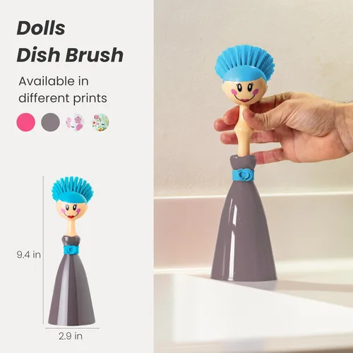 Miniatura 2 de Vigar Dolls Arandelle - Cepillo para platos con vestido estampado, 9-3/5 pulgadas