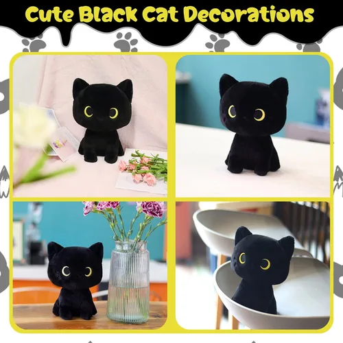 Miniatura 4 de Juguetes de peluche de gato negro LSYDCARM 8inch Cat Stuffed Animals for Girls, Kawaii Cat Plushie Soft Cuddle Plushies Pillow, Birthday Gift for