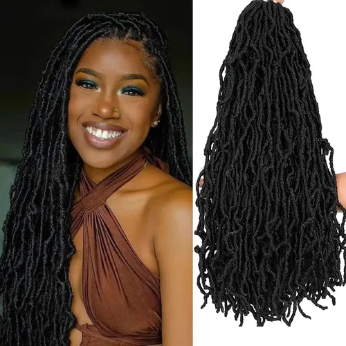 Miniatura 9 de Pelo sintético de ganchillo de 18 pulgadas, 2 paquetes de rastas suaves de diosa, trenzas de ganchillo pre-enlazadas para mujeres negras, pelo