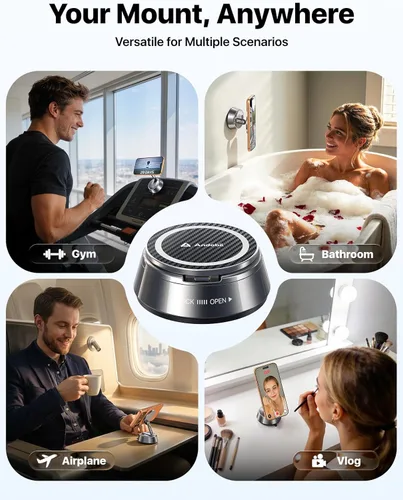 Miniatura 5 de andobil Magsafe - Soporte magnético para teléfono móvil de 360° ajustable al vacío para iPhone 17 Pro Max 16/15/14/13/12 Metálico Mate