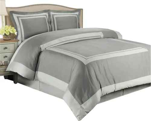 Miniatura 5 de Royal Hotel Bedding Blue and Chocolate - Juego de funda de edredón de 2 piezas, tamaño individual/individual XL, 100% algodón, 300 hilos