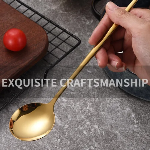 Miniatura 6 de 5 cucharas de sopa de acero inoxidable 304 de 8 pulgadas, con acabado de espejo grueso, cucharas coreanas de acero inoxidable, cucharadas de metal