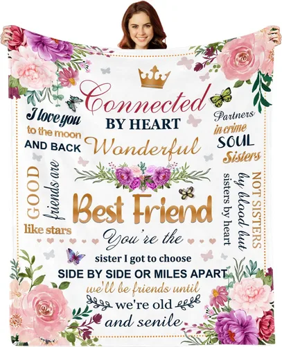 Regalos de cumpleaños para mejor amiga, regalos para mejores amigas, ideas de regalos de mejor amiga para mujeres, manta de regalo de amistad para