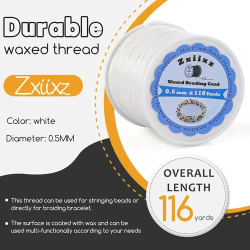 Miniatura 2 de Cuerda de pulsera de cordón encerado de 0.020 in, cuerda de cera de 116 yardas para hacer pulseras, hilo de cuentas de poliéster encerado para hacer