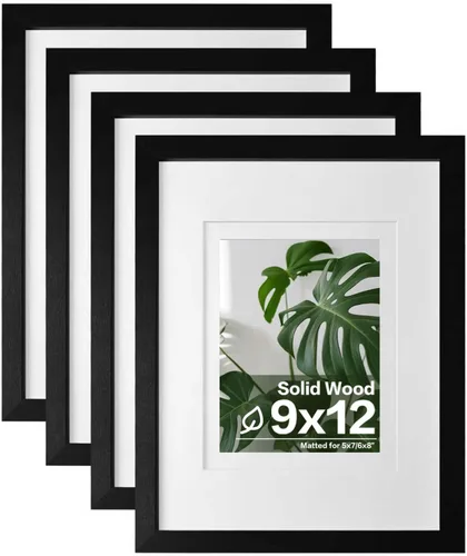 Miniatura 46 de Egofine Juego de 4 portarretratos de 4 x 6, hechos de madera maciza cubierta de plexiglás de 3 x 4.5 pulgadas y 3.5 x 5 pulgadas con paspartú o de 4