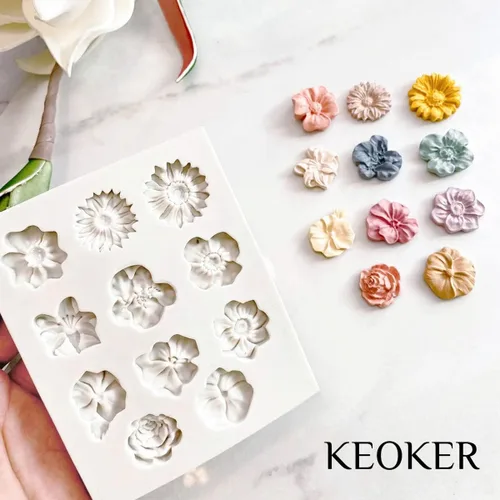 Miniatura 6 de Moldes de arcilla polimérica de flores Keoker - 1 pieza para hacer joyería, moldes de arcilla polimérica para decoración de aretes (flor mediana)
