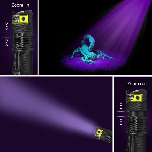 Miniatura 3 de Abom Linterna UV de 395 nm Mini detector de luz negra ultravioleta - Encuentra orina seca de perro/manchas de mascotas, curado con pegamento UV