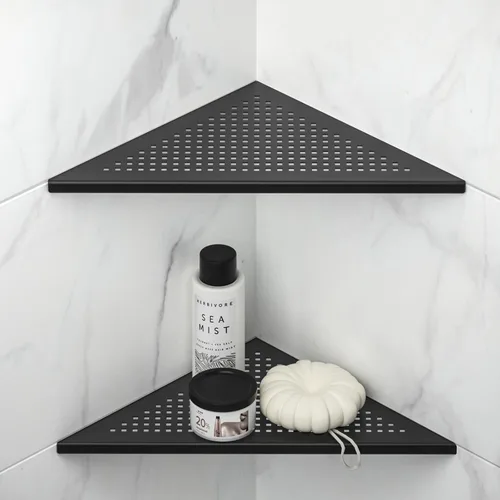 Miniatura 8 de Estante de Ducha de Esquina, Acero Inoxidable 304 Negro Mate de 10 pulgadas con Rejilla Empotrada para Pared de Azulejos, Estante de Baño Empotrado