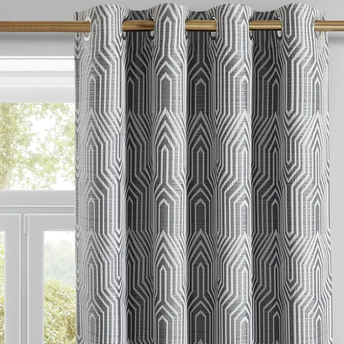 Miniatura 11 de Cortinas de patrón geométrico jacquard 100% opacas beige y plateado, 2 paneles de 52 pulgadas de ancho y 63 pulgadas de largo, con aislamiento
