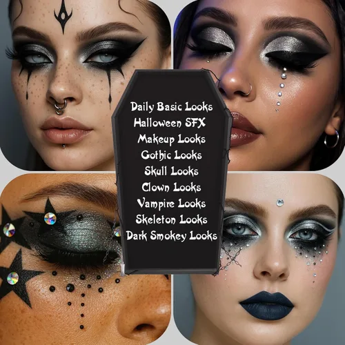 Miniatura 6 de UCANBE Paleta de sombra de ojos ahumada en negro, 15 colores de sombras de ojos oscuras brillantes mate metálicas, kit de sombras de ojos altamente