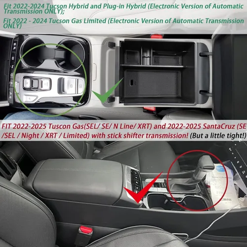 Miniatura 2 de HGWEI Organizador de Consola Central Compatible con Hyundai Tucson 2022-2024 y Santa Cruz 2022-2025 Accesorios Interiores Caja de Almacenamiento