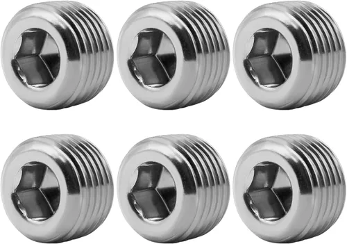 Miniatura 7 de Tapón de tubería NPT de 1 pulgada, rosca macho de acero inoxidable, cabeza hexagonal interna avellanada (paquete de 2)