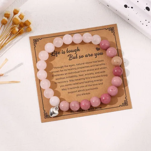 Miniatura 3 de Qupzsen Pulseras de piedra natural, regalos inspiradores para mujeres, regalos de recuperación pronto, regalos de piedra de cristal de 0.315 in
