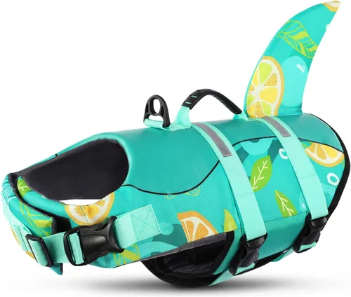 Miniatura 43 de Queenmore - Chaleco salvavidas Ripstop de tiburón para perro, ajustable, con alta flotabilidad y asa de rescate duradera, para perros pequeños