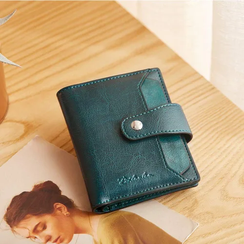 Miniatura 6 de BOSTANTEN - Billetera de cuero para mujer con bloqueo RFID, pequeña, con cremallera, de bolsillo, para tarjetas, con ventana para documento