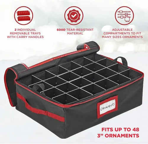 Miniatura 6 de HOLDN’ STORAGE - Caja de almacenamiento para adornos navideños con divisores - Capacidad para 48 adornos de hasta 3.0 pulgadas de diámetro, 2 Negro