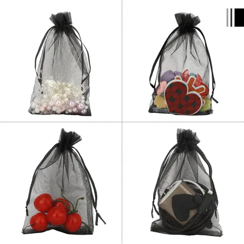 Miniatura 4 de Bolsas de organza, 50 bolsas de organza de 4 x 6 pulgadas, bolsas negras para recuerdos de boda, bolsas de malla, bolsas de regalo de joyería