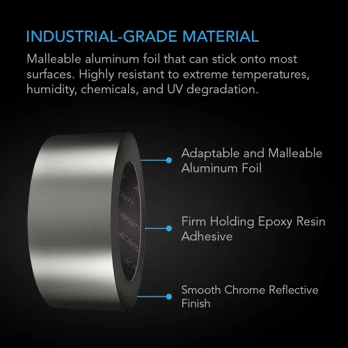 Miniatura 3 de AC Infinity Cinta adhesiva para conductos de aluminio, cinta de papel aluminio HVAC profesional de grado pesado para sellar, parchar, aislar