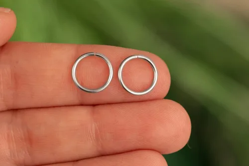 Miniatura 137 de Aretes de aro de oro de plata – Aretes de aro para mujer, dos piezas de aros de plata fina rellenos de oro, aro de hélice, anillo de tragus, aro