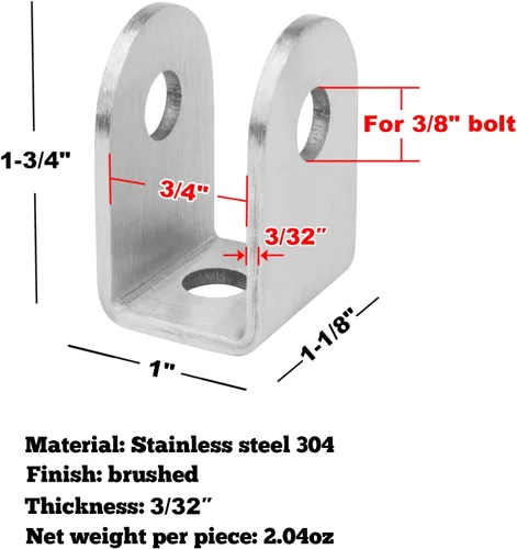 Miniatura 2 de GBGS 10 soportes en U de 3/4 pulgadas, acero inoxidable 304