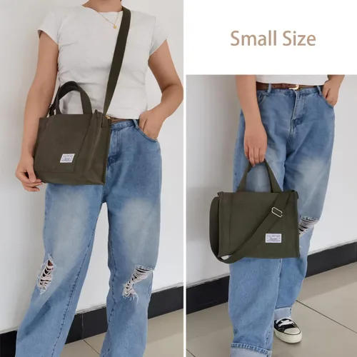 Miniatura 5 de Bolsa de mano estética de pana para mujer, bolsa cruzada para mujer, mini bolsas de viaje, bolso de mano cuadrado para uso diario