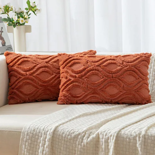 Miniatura 30 de MIULEE - Juego de 2 fundas de almohada de lana sintética suave y afelpada, fundas decorativas de estilo bohemio para sofá, sala de estar, cama, 18 x