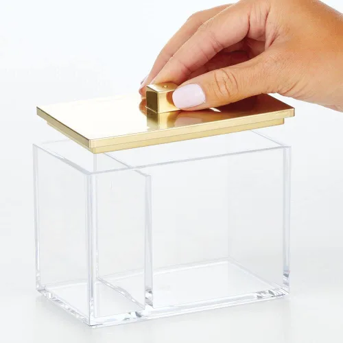Miniatura 3 de mDesign Organizador Moderno Cuadrado para Encimera de Tocador de Baño, Recipiente Tarro de Almacenamiento para Hisopos de Algodón, Discos, Bolas