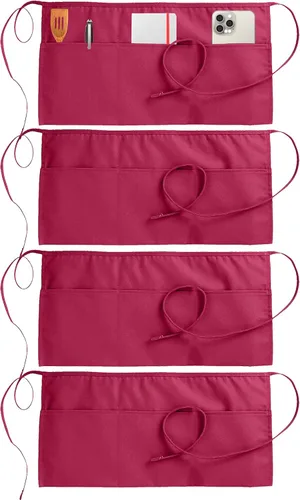 Miniatura 13 de Utopia Wear Paquete de 4 delantales con 3 bolsillos, delantal de cintura para camarera, 12 pulgadas